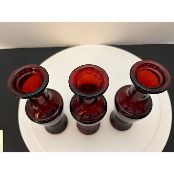 Wheaton Ruby Red Glass Bud Vases Set of 3  5 3/4” high - Picture 3 of 5